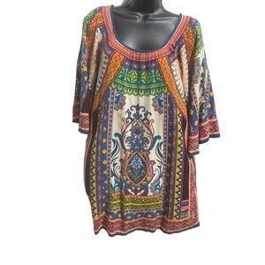 Flying Tomato Dress Boho Tunic Multi-color Print Size Large EUC